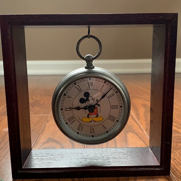 Disney Other - Disney Mickey Mouse Pocket Watch Clock with Wood Frame